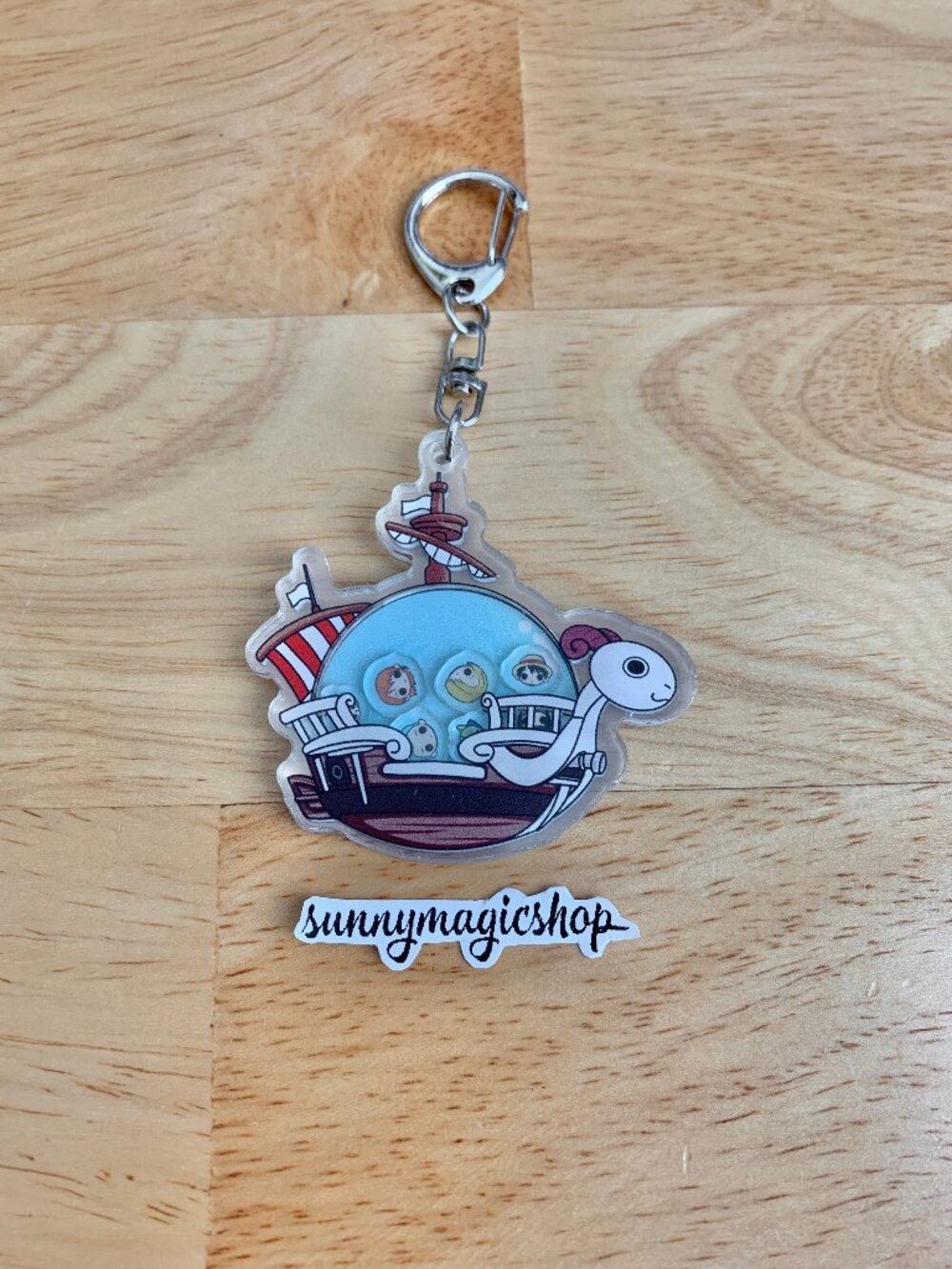 One Piece Anime Going Merry Acrylic Shaker Keychain Luffy Zoro Nami Sanji Robin